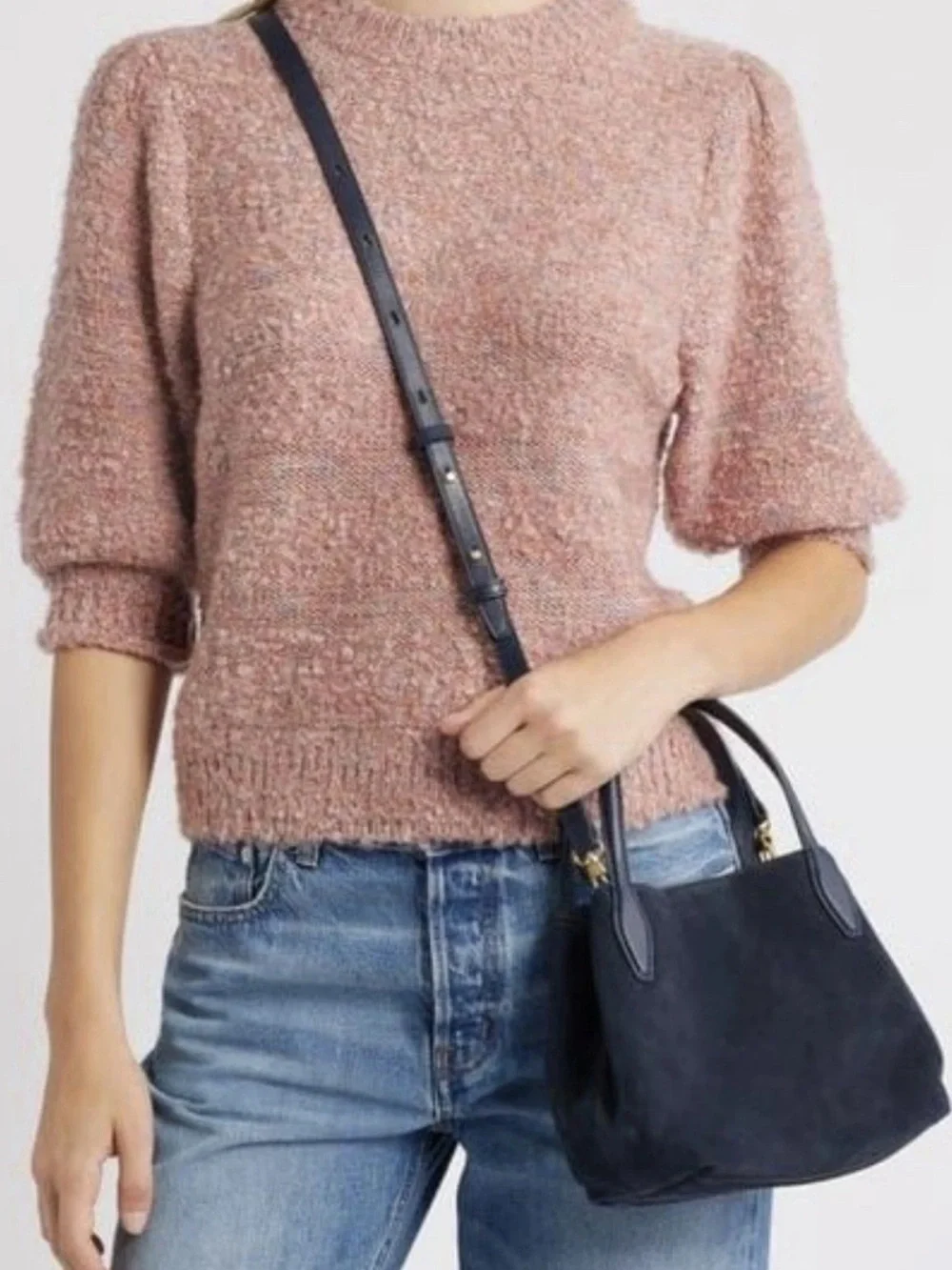 Madewell Navy Suede Crossbody Tote